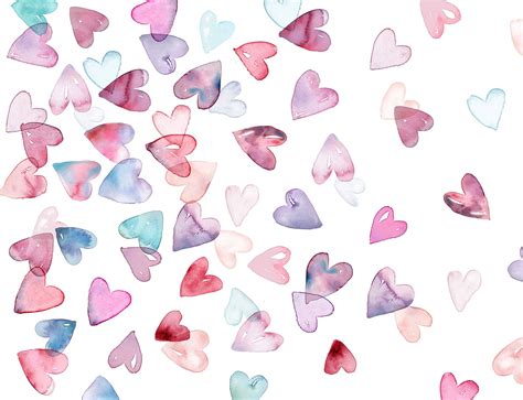 Watercolor Hearts Print Graphic Patterns ~ Creative Market