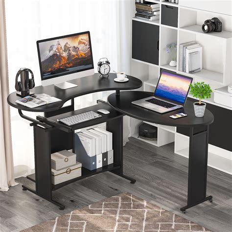 Tribesigns L Shaped Rotating Computer Desk Modern Corner Desk Office