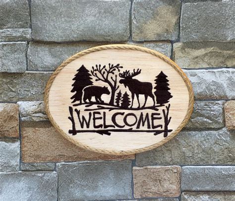 Entryway Welcome Sign Woodland Wildlife Decor Northwoods Etsy Cabin