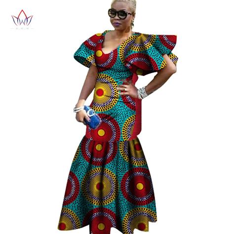 2019 African Dresses For Women Fashion Design Dashiki Women Bazin Riche V Neck Long Dress