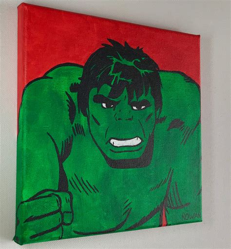 Hand Painted Hulk Canvas Painting 20x20cm Etsy