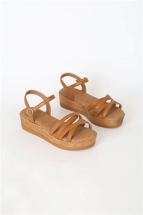 Cute Platform Sandals Tan Sandals Espadrille Look Sandals Lulus