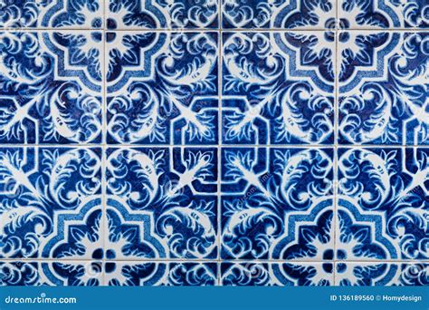 Blue And White Ornate Portuguese Tiles Stock Photo Image Of Fine