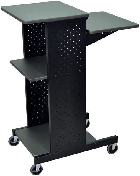 Laptop Station With Wheels 4 Storage Shelves