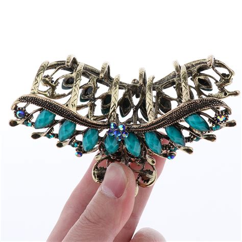 Womens Non Slip Metal Hair Clips Large Crystal Hair Claws For Thick