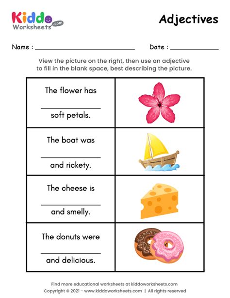 Grade Adjectives Worksheets K Learning Free Printable Adjectives The