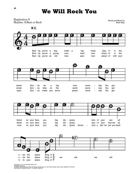 We Will Rock You Sheet Music Queen E Z Play Today