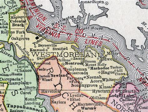 Westmoreland County Virginia Map 1911 Rand Mcnally Montross
