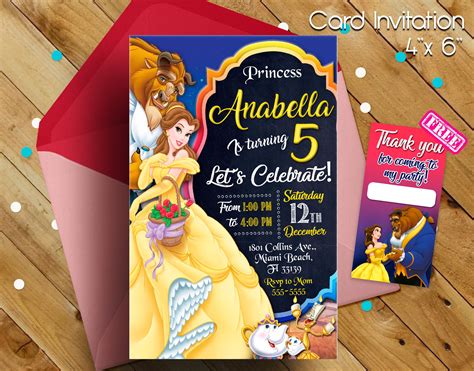 Beauty And The Beast Invitation Princess Belle Invitation Princess