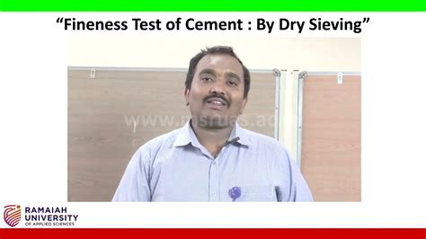 Fineness Test Of Cement By Dry Sieving Youtube