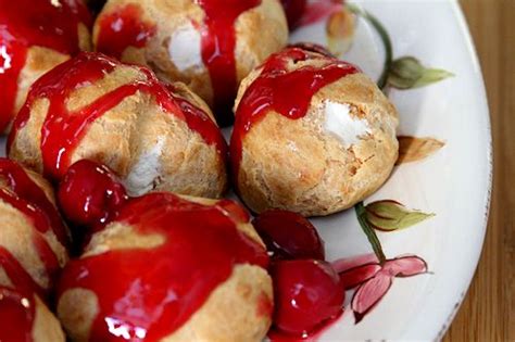 Sweet Mascarpone Mini Cream Puffs With Morello Cherry
