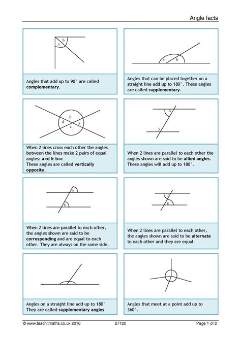 Angle Facts Angles Worksheet Basic Math Skills Gcse Math