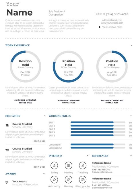 A simple, clean resume template from canva with a nice logo in the middle. Infographic Style Resume Template - Download for Word