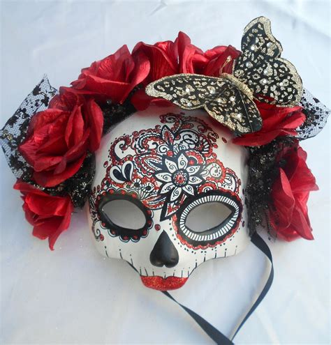 el dia de los muertos day of the dead red masquerade skull etsy day of the dead day of the