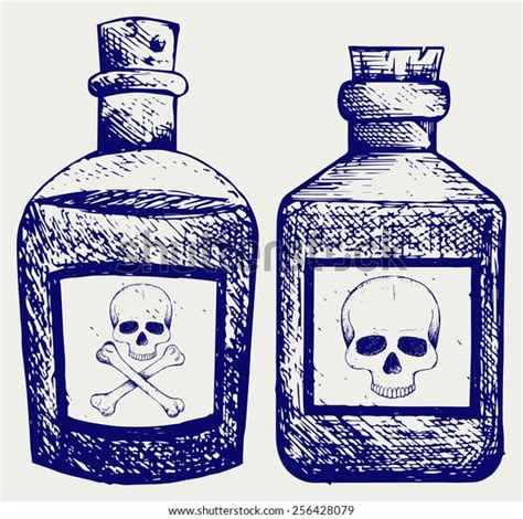 Glass Bottles Poison Doodle Style Stock Vector Royalty Free 256428079