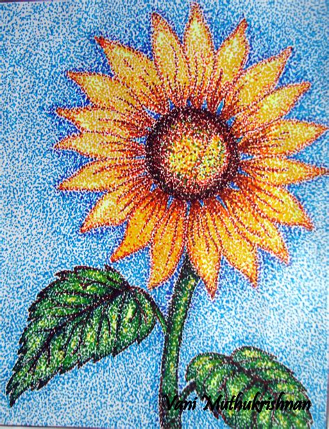 Pointillism Sunflower Mypencilwork