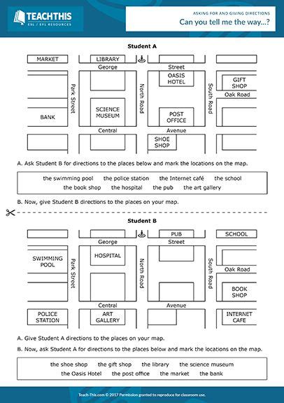 giving directions esl activities games worksheets pagine  esercizi