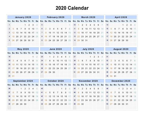 2020 Calendar With Week Numbers Printable