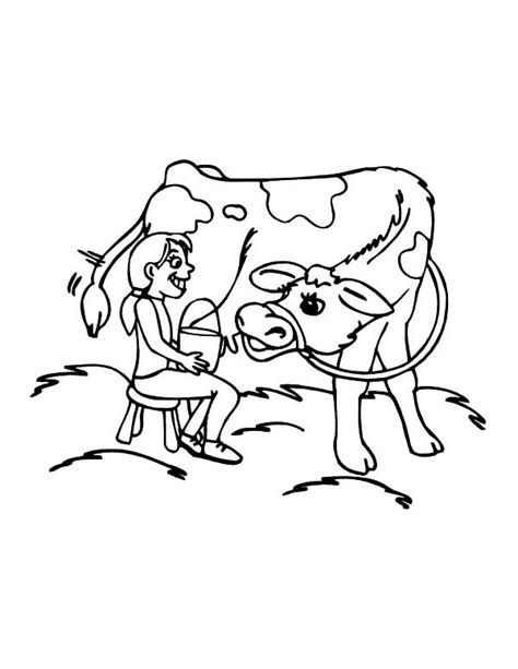 Cows Girl Want To Milking Cows Coloring Pages