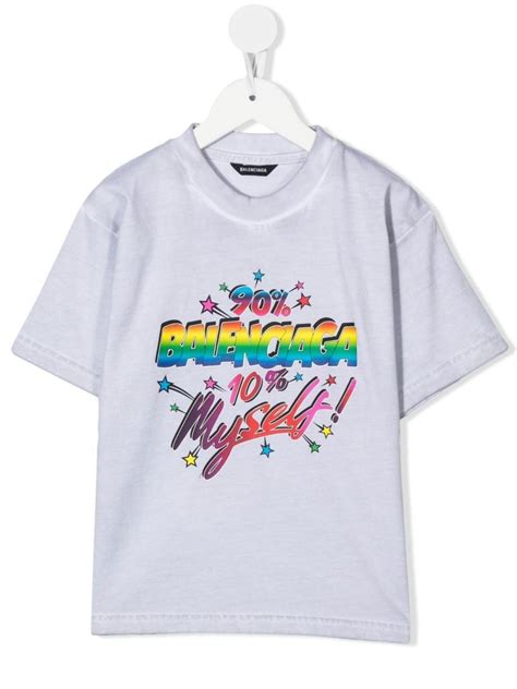 Balenciaga Kids logo crew-neck T-shirt grey | MODES