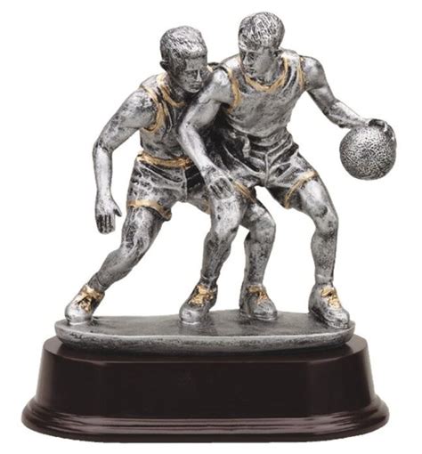 Basketball Double Action Pewter Finish Resin Trophythe Trophy Trolley