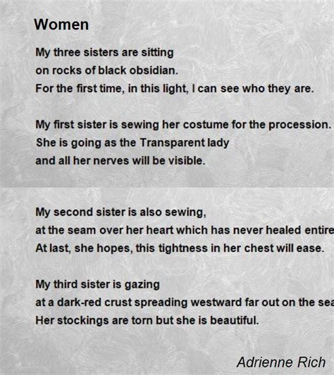 Women Poem By Adrienne Rich Poem Hunter