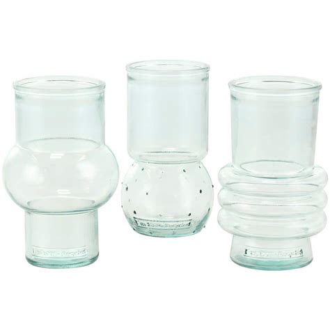 Litton Lane Clear Small Bubble Style Recycled Glass Decorative Vase With Varying Shapes Set Of