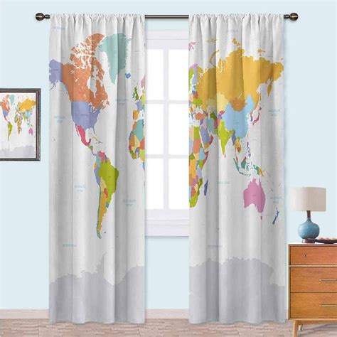 Aishare Store Blackout Window Curtain Highly Detailed Political Map Of