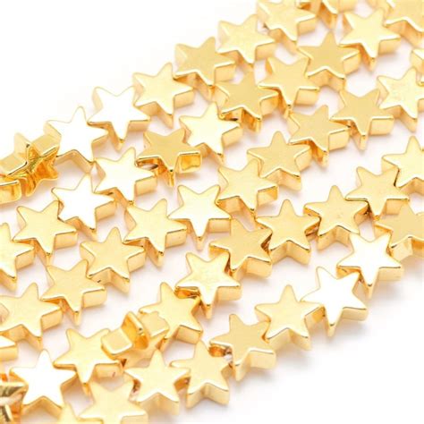 4 Gold Star Beads 24k Gold Brass Dipped Jewelry Supplies Etsy