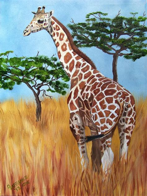 Standing Giraffe Painting By Debbie Lafrance Pixels