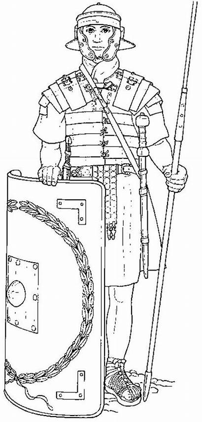 Roman Coloring Soldier Rome Army Drawing Template