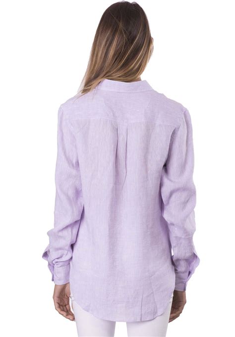 Lete Lilac Relaxed Linen Shirt With Pockets Camixa