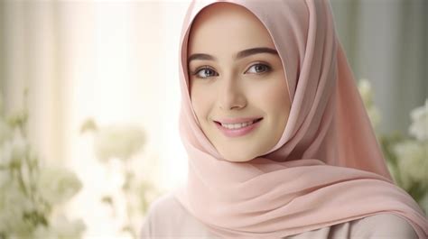 Porträt Einer Lächelnden Islamischen Frau Süßes Muslimisches Mädchen Schönes Muslimisches Modell