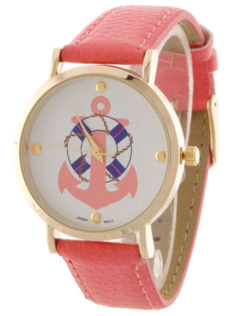 Nautical Watch Coral Anchor Watch Small Boutiques Leather Watch