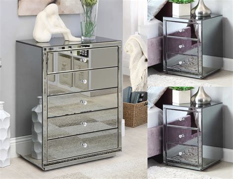 Collection by easy apartment decor. Vegas SMOKE Mirrored Bedside Tables & Tallboy Package ...