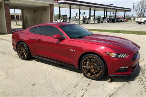 Ford Mustang S550 Red With Bronze Avant Garde M580 Aftermarket Wheels