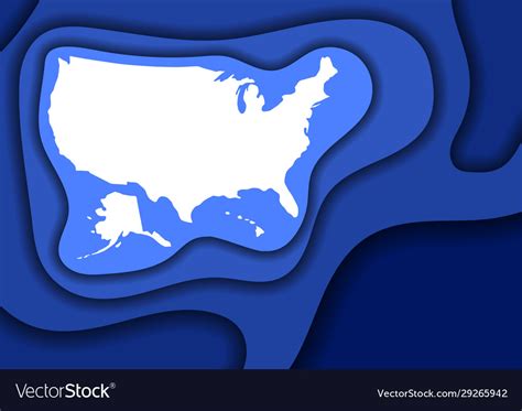 Usa Map Abstract Schematic From Blue Layers Paper Vector Image