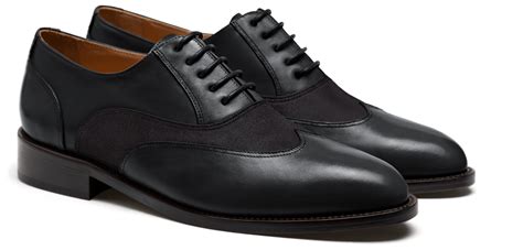 Wingtip Oxford Dress Shoes Black And Blue Leather And Suede