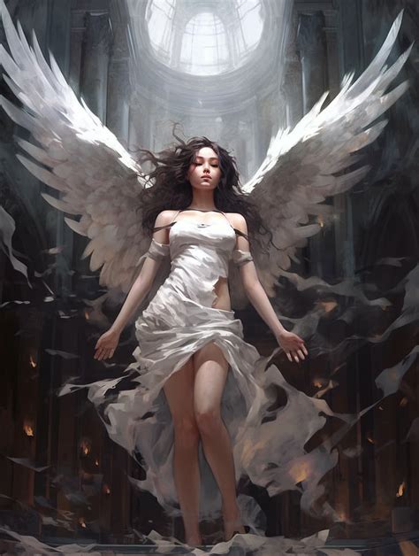 Hd Wallpaper Wings White Dress Black Hair Angel Bare Shoulders
