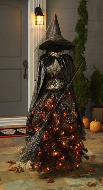 Pre Lit Halloween Witch Tree Comes With 105 Amber Colored Bulbs With