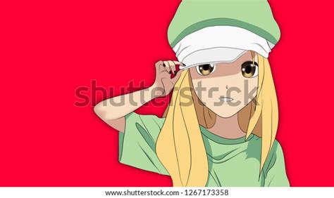 Anime Girl Blonde Hair Wearing Cap 스톡 일러스트 1267173358 Shutterstock