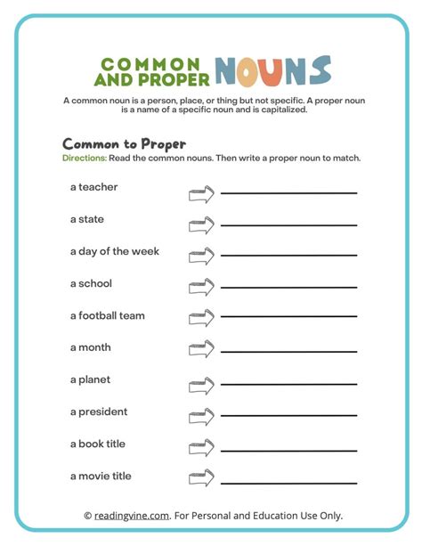 Nouns, common nouns and proper nouns worksheets for grade, 40% off