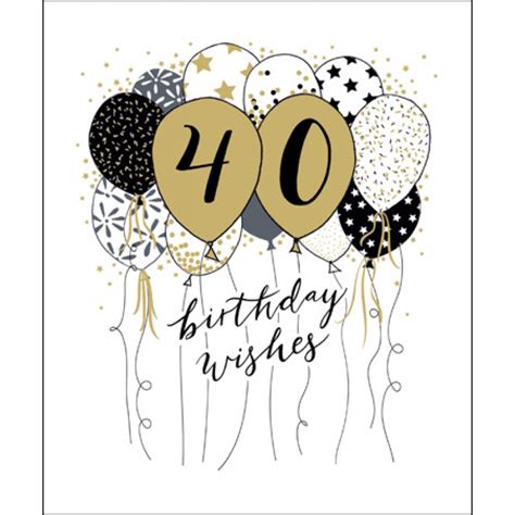 Woodmansterne Happy 40th Birthday Wishes Balloons Greeting Card