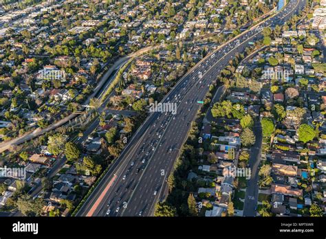 Aerial View Of Ventura 101 Freeway Near Van Nuys Blvd In The San