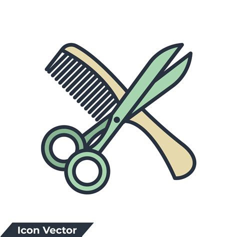 Scissor And Comb Icon Logo Vector Illustration Comb And Scissors
