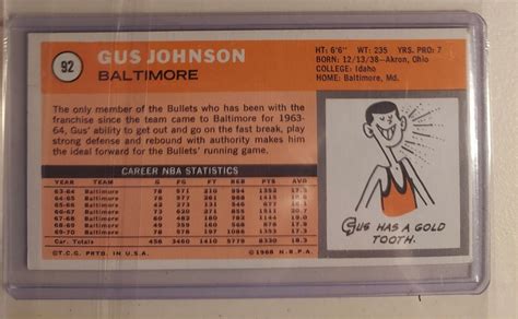 Topps Basketball Gus Johnson Baltimore Bullets EBay