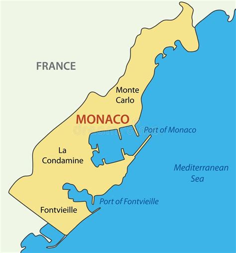Principato Di Monaco Mappa Di Paese Illustrazione Vettoriale