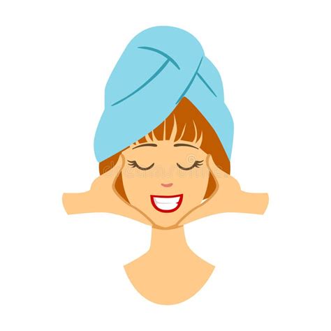 Woman Getting Spa Treatment Face Massage Colorful Cartoon Character