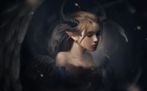 Drawing Fantasy Art Demon Demon Girls Sad Wings Horns Crying