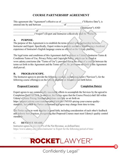 Free Course Partnership Agreement Template Rocket Lawyer